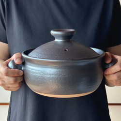 天目土鍋(三人用)　8号　耐熱陶器 6枚目の画像