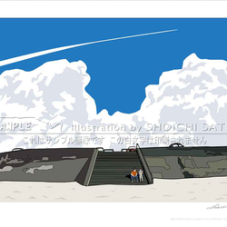 湘南イラストポスター「青空のseason」　A4サイズ 1枚目の画像