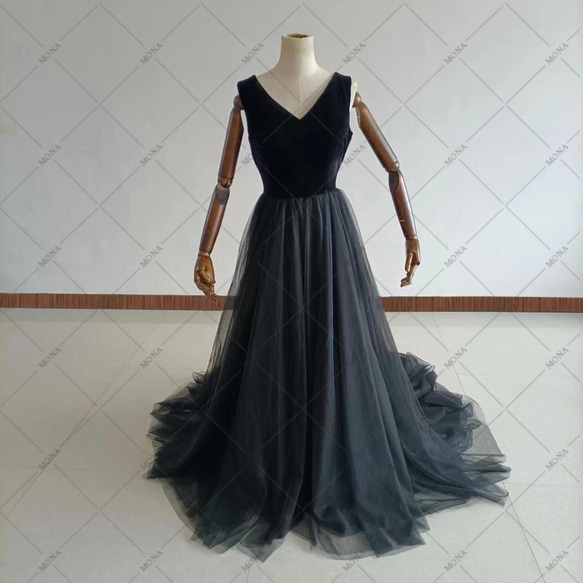 カラードレス 上品 エレガント Vネック ウェディングドレス G031 