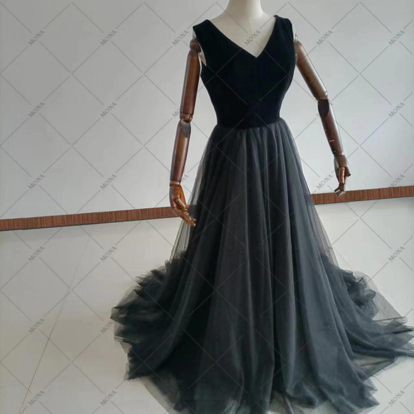 カラードレス 上品 エレガント Vネック ウェディングドレス G031 