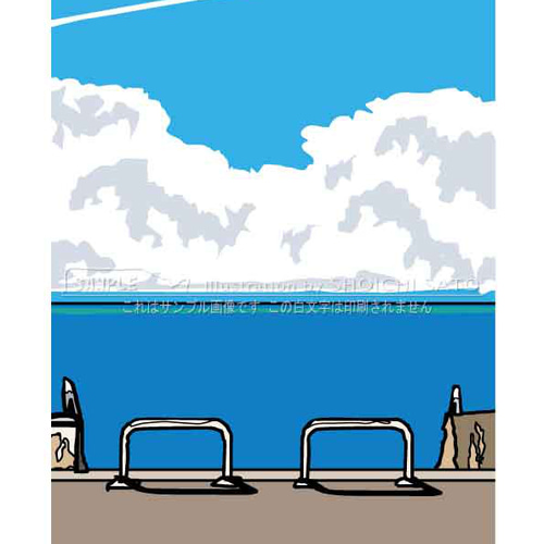 湘南イラストポスター「夏の気配」 A4サイズ その他インテリア雑貨