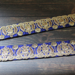 【１０cm単位】インド 刺繍 リボン レース：各レッド、ブルー、レッドパープル、グリーン（IRL137） 6枚目の画像