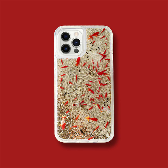 金魚すくい グリッターケース iPhoneケース スマホケース iPhone15〜 アート キラキラ 2枚目の画像
