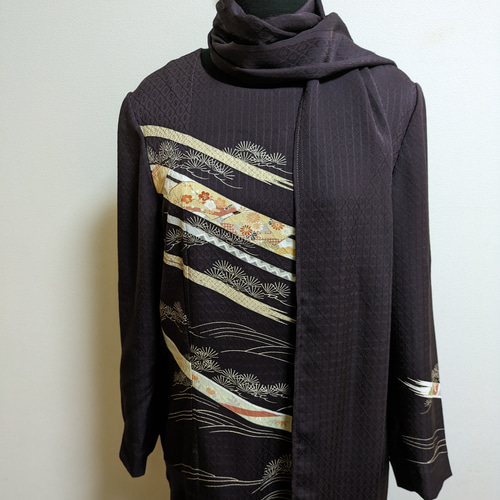 SOLD 着物リメイク ロングドレス 訪問着 M〜L ワンピース さらあお 