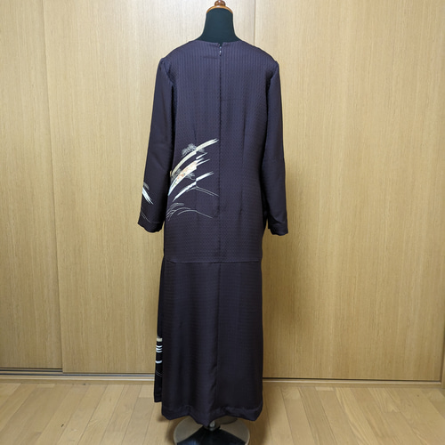 SOLD 着物リメイク ロングドレス 訪問着 M〜L ワンピース さらあお  