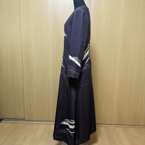 SOLD 着物リメイク ロングドレス 訪問着 M〜L ワンピース さらあお  