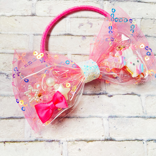 ゆっこ様ハンドメイド♡ビニールフリフリリボン キャンディハーツ Fancy ゴム ゆっこ様ハンドメイド♡ビニールフリフリリボン キャンディハーツ