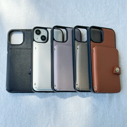 スマホショルダー iPhone 16 15 14 13 ケース カード収納 細いチェーン ストラップ 型押し 10枚目の画像