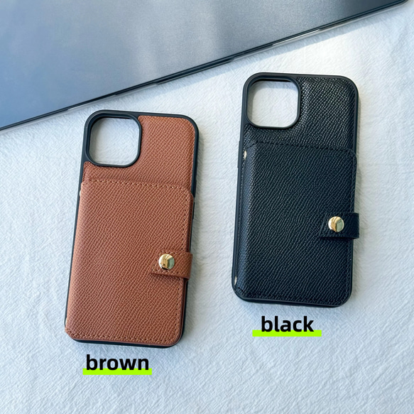 スマホショルダー iPhone 16 15 14 13 ケース カード収納 細いチェーン ストラップ 型押し 11枚目の画像