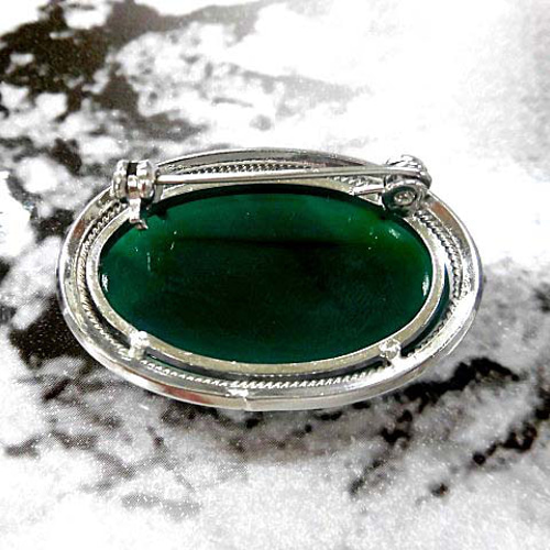 ヴィンテージ ブローチ 天然石 ブルーキャッツアイ 408