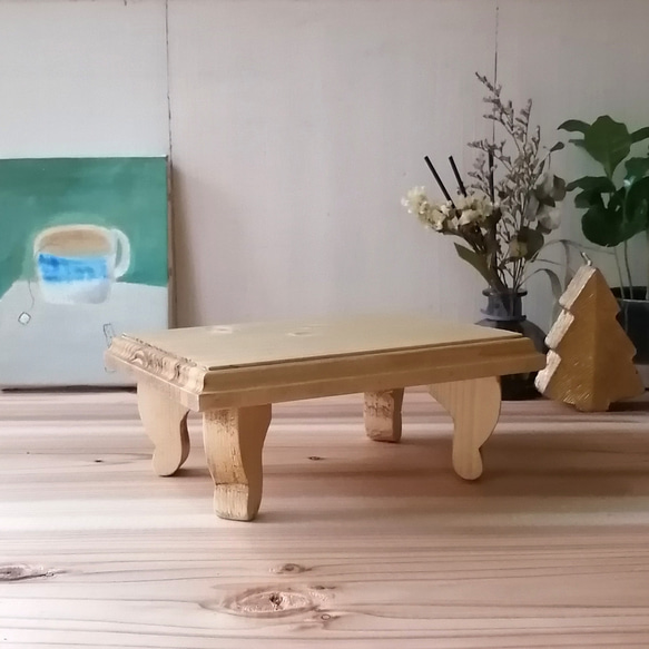 ✨10%OFF✨かわいいサイズの木製アンティークミニテーブル トレイ ② 3枚目の画像