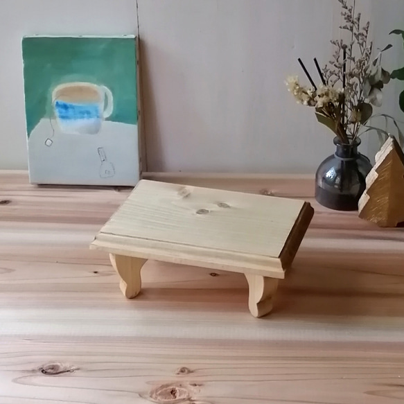 ✨10%OFF✨かわいいサイズの木製アンティークミニテーブル トレイ ② 5枚目の画像