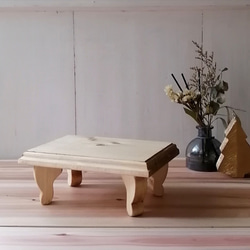 ✨10%OFF✨かわいいサイズの木製アンティークミニテーブル トレイ ② 8枚目の画像