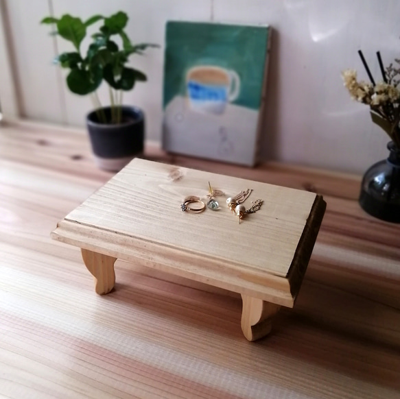 ✨10%OFF✨かわいいサイズの木製アンティークミニテーブル トレイ ② 13枚目の画像