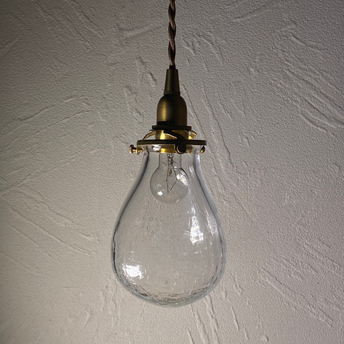 吹きガラスペンダントライト（ヒビ割れタイプ）P-022 宙吹き照明