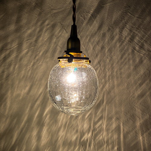 吹きガラスペンダントライト（ヒビ割れタイプ）P-0024 宙吹き照明