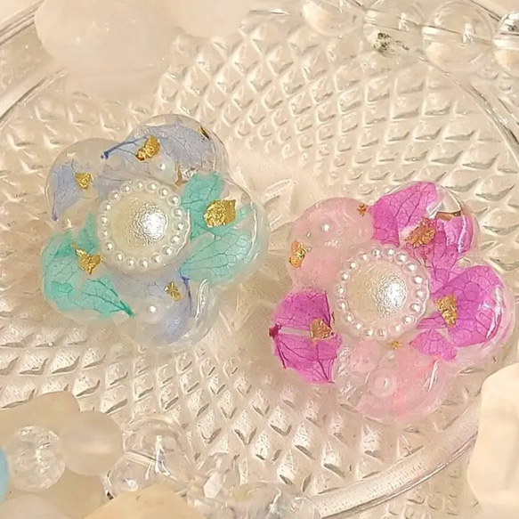 お花ピアス　Blue＆Pink 7枚目の画像