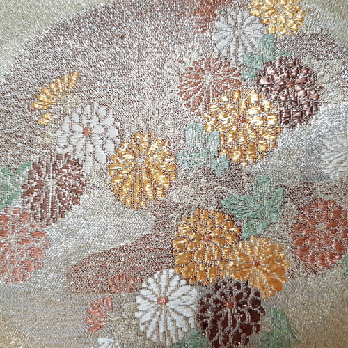 ワンタッチ帯 くらわん帯 正絹袋帯リメイク 丸花吉祥文様 作り帯 和装 