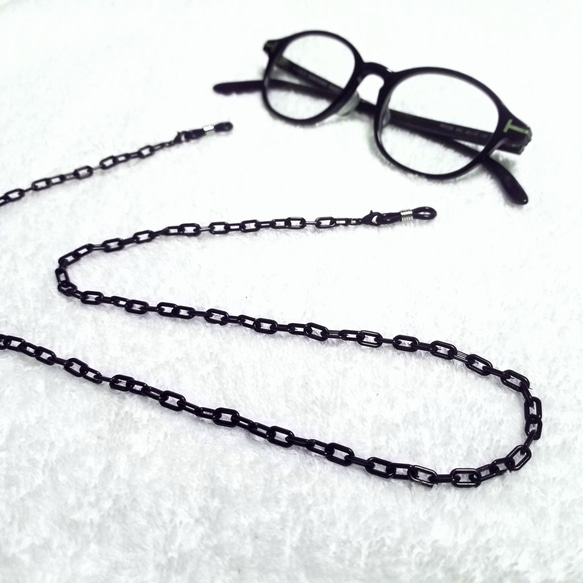 ブラック メガネチェーン プラスチック アレルギー対応 軽い メンズ