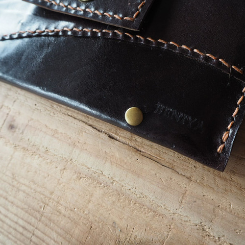 薄型 長財布 手縫い牛革 イタリアンレザー 茶色 その他ミニ財布