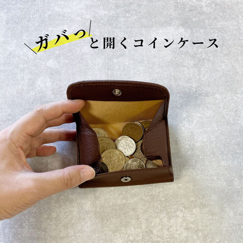本革 三つ折り財布 ボックス型小銭入れ 小さな財布 レディース