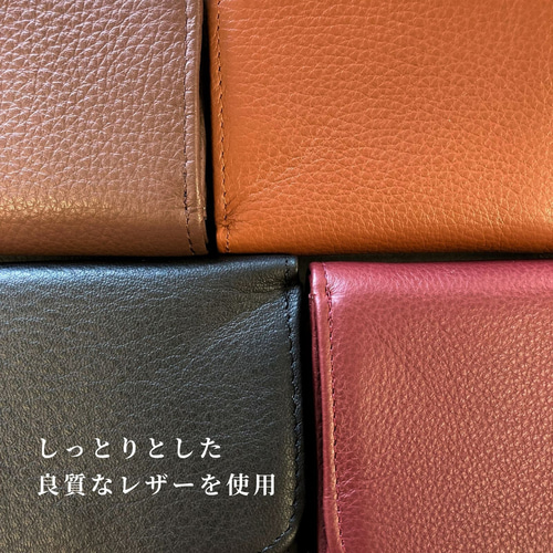 本革 三つ折り財布 ボックス型小銭入れ 小さな財布 レディース