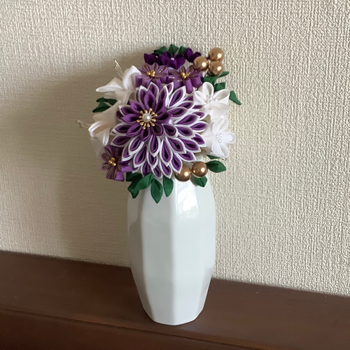 仏花花器付き 一基 つまみ細工 アートフラワー 百福堂momofukudou 通販 