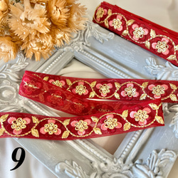 50cm  インド刺繍リボン チュール  花柄 11枚目の画像