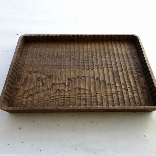 我谷盆 栗 26×18×2.5cm 栗渋染め お盆 トレイ 木地盆 折敷 お盆