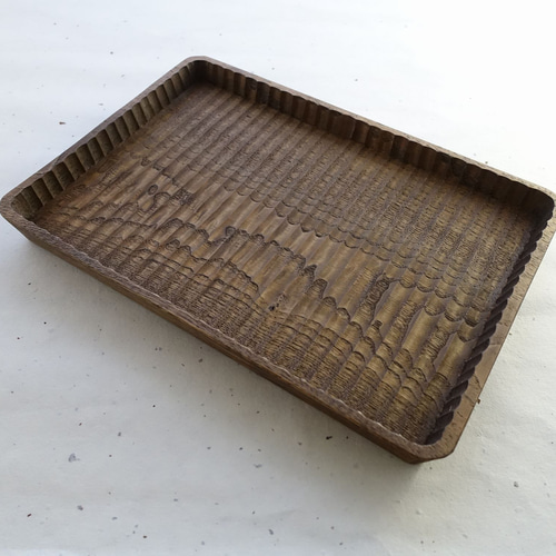 我谷盆 栗 26×18×2.5cm 栗渋染め お盆 トレイ 木地盆 折敷 お盆