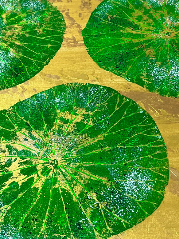 【一点もの】オシャレでユニークな蓮の葉ハッピーアート: The beauty of lotus leaf.葉無し 額付 14枚目の画像