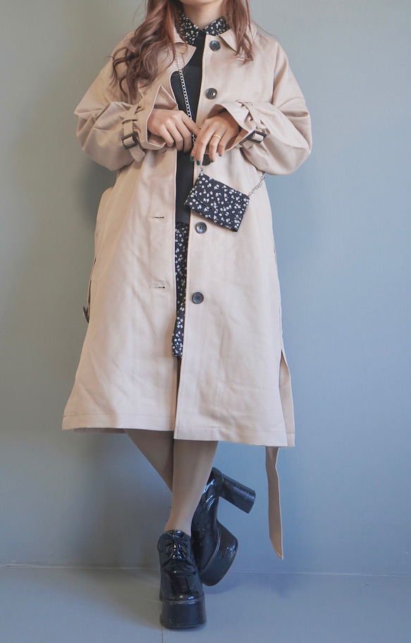 Soutien Collar Trench Coat *with Belt (beige) コート 薄茶 きれいめ 上品 6枚目の画像