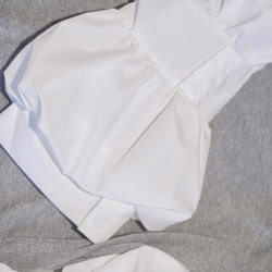 Puff Sleeve Blouse Docking Tops (light gray) ニットセーター 灰色 レトロ 6枚目の画像