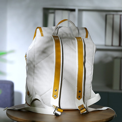 帆布 x 真皮背包，可容納 15.6 吋筆記型電腦，防水背包，媽媽包，刻名字背包 第12張的照片
