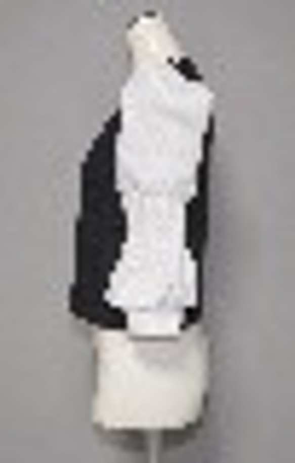 Puff Sleeve Blouse Docking Tops (black) 長袖ブラウス ホワイト 白 レトロ 8枚目の画像
