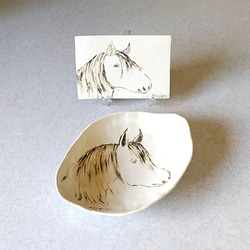 《秋の福袋・少し訳有り品2点セット》陶のカレー皿とケーキ皿【馬：ARAVIAN＆PASO FINO】 4枚目の画像