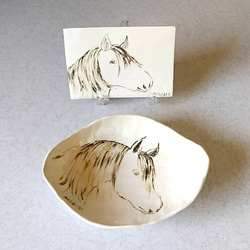 《秋の福袋・少し訳有り品2点セット》陶のカレー皿とケーキ皿【馬：ARAVIAN＆PASO FINO】 3枚目の画像