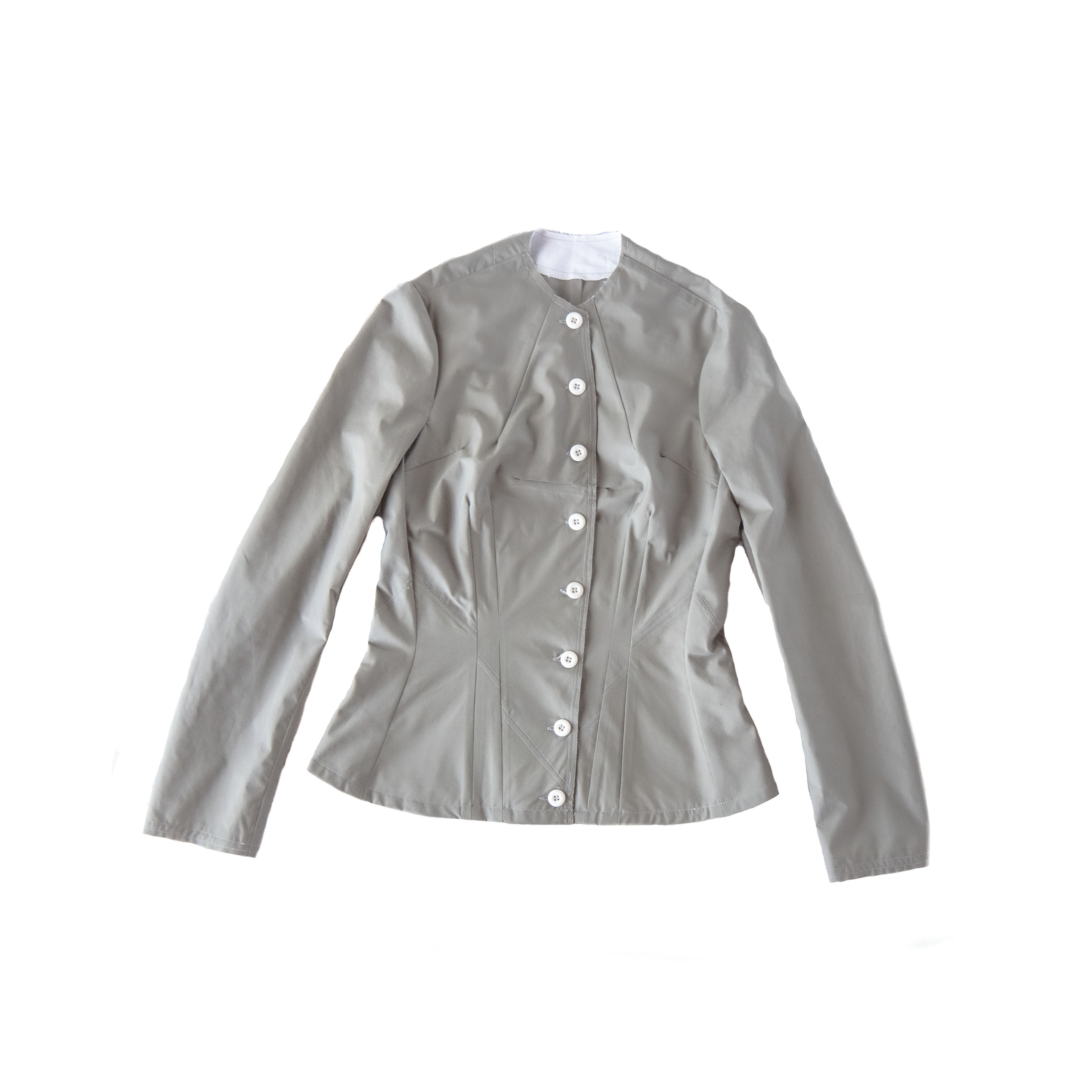 ライトグリーン、カーキ色イタリア製デッドストックコットン、スプリングジャケット、サイズS MOMOZONO