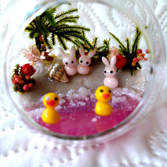 ガラスドームの小さな海『朝焼けの海』 2枚目の画像