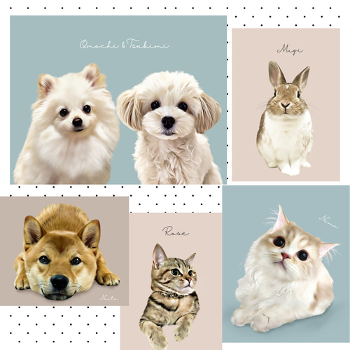 うちの子イラスト ペットイラスト オーダーメイド ＊ 犬 猫