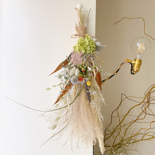 中秋の名月 お月見スワッグ 秋の七草 ススキ パンパスグラス