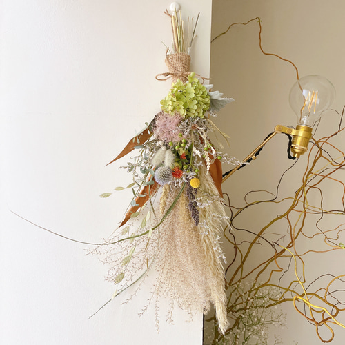 中秋の名月 お月見スワッグ 秋の七草 ススキ パンパスグラス