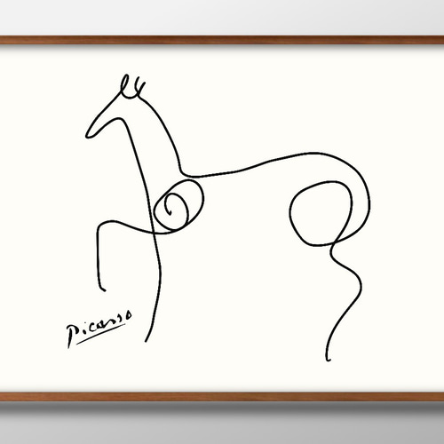 13955 ポスター 絵画 A3サイズ『ホース 馬 ラインアート』アート