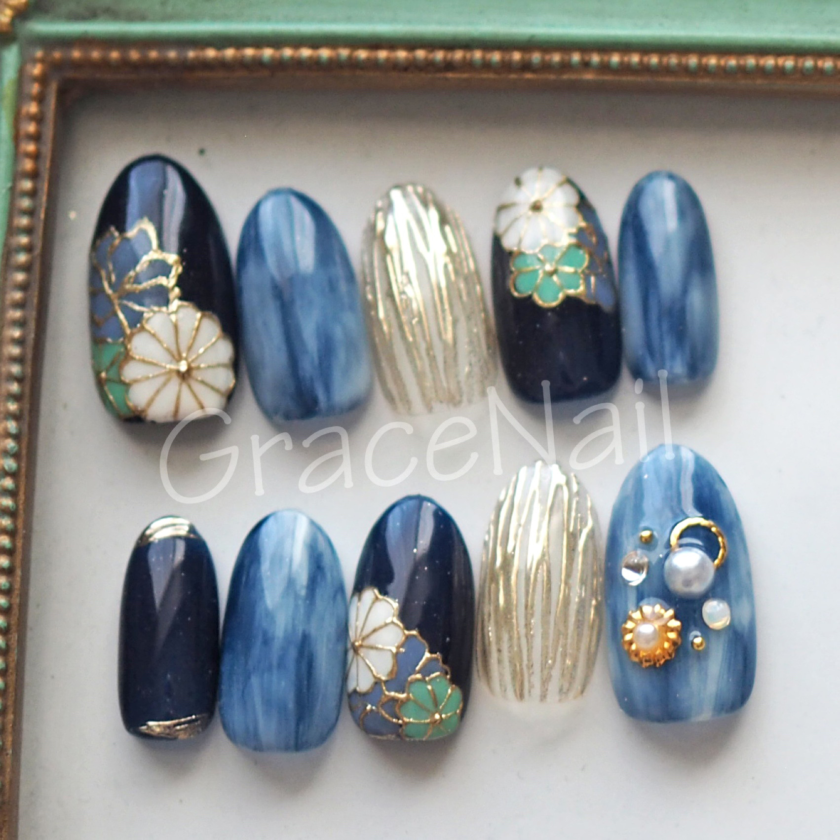 【サイズオーダー】成人式・卒業式・着物 和柄ネイルチップ59