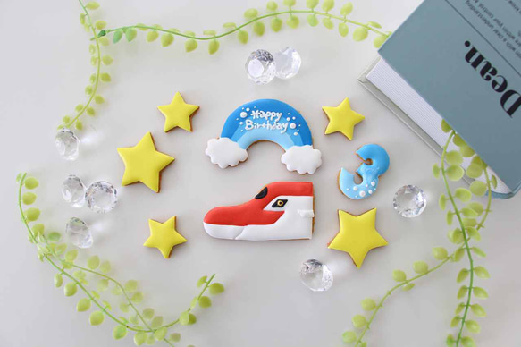新幹線　【アイシングクッキー】　オーダー　数字　誕生日　ケーキの飾り　男の子向け　安い 3枚目の画像