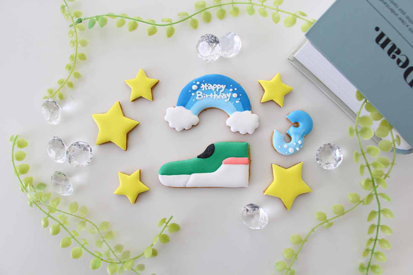 新幹線　【アイシングクッキー】　オーダー　数字　誕生日　ケーキの飾り　男の子向け　安い 4枚目の画像