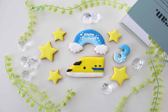 新幹線　【アイシングクッキー】　オーダー　数字　誕生日　ケーキの飾り　男の子向け　安い 5枚目の画像