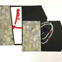 慶弔両用袱紗◆Robertkaufman　Gustav Klimt グレー　セミハード 5枚目の画像