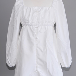 Lace-Up Puffsleeve Mini Onepiece（white） ミニ丈ワンピース ホワイト 白 レトロ 7枚目の画像