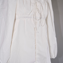 Lace-Up Puffsleeve Mini Onepiece（white） ミニ丈ワンピース ホワイト 白 レトロ 9枚目の画像